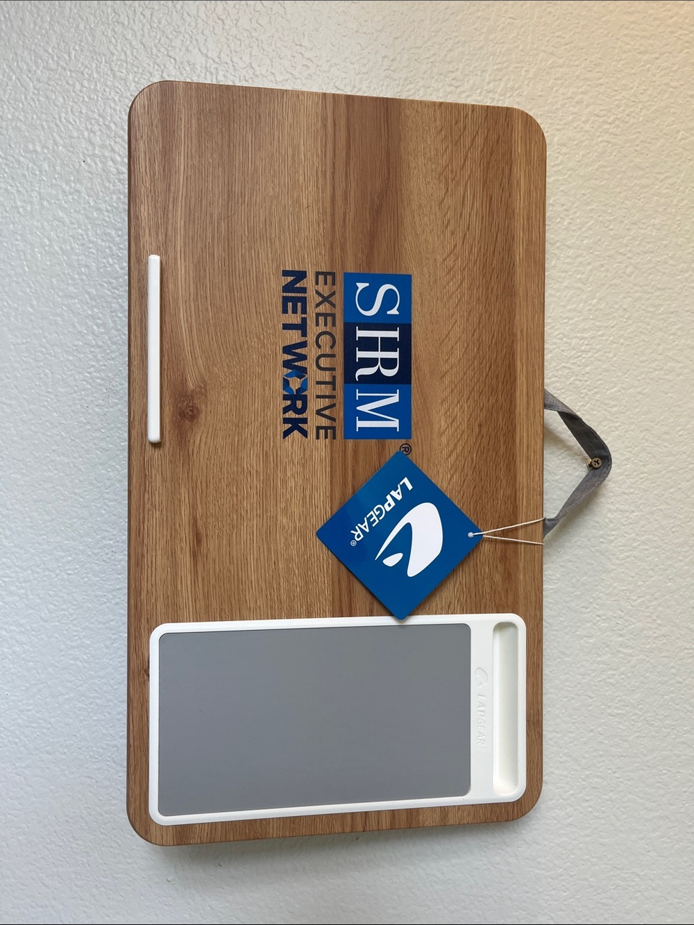 SHRM Executive Network Wood Lap Desk with Gray Pad